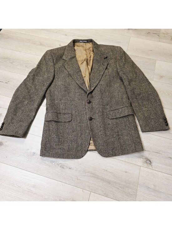 Deansgate Other - Vtg Deansgate Harris Tweed Style Blazer Jacket Mens Brown 39R Herringbone Wool